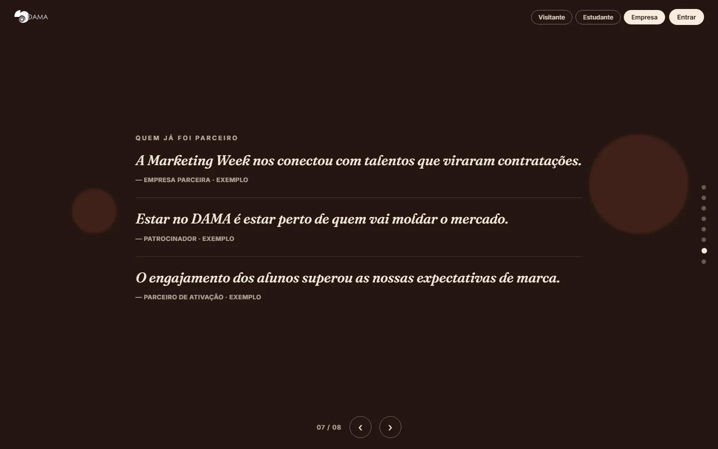 Tela 7 de 8 da apresentação para empresas