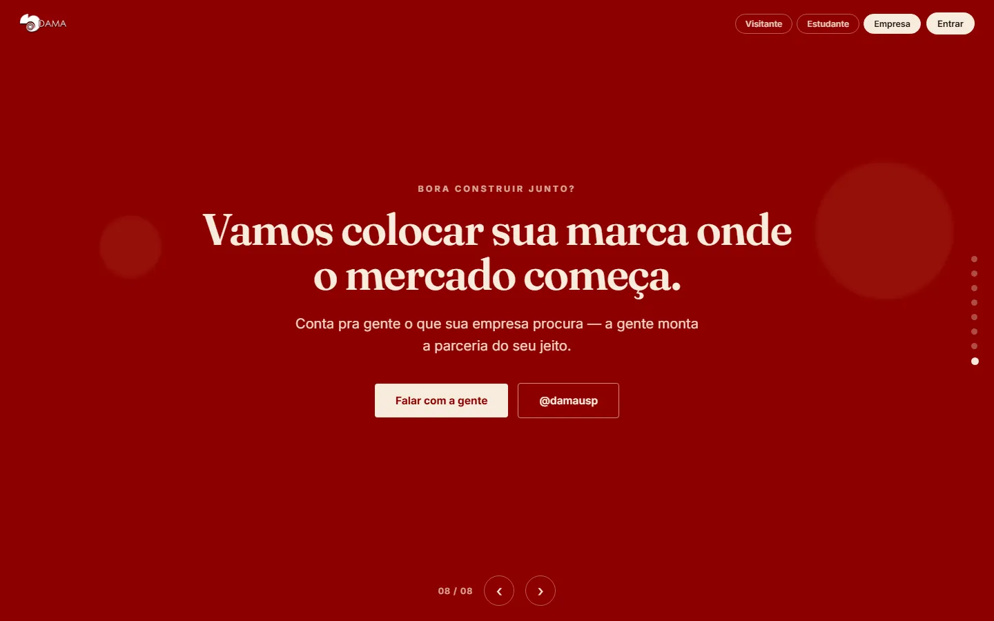 Tela 8 de 8 da apresentação para empresas
